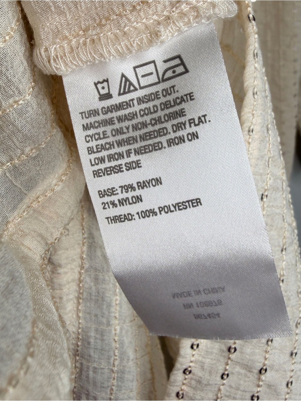 Colleen Lopez Sequin-Stripe Cream Sparkle Small Blouse Button Down - Picture 4 of 8